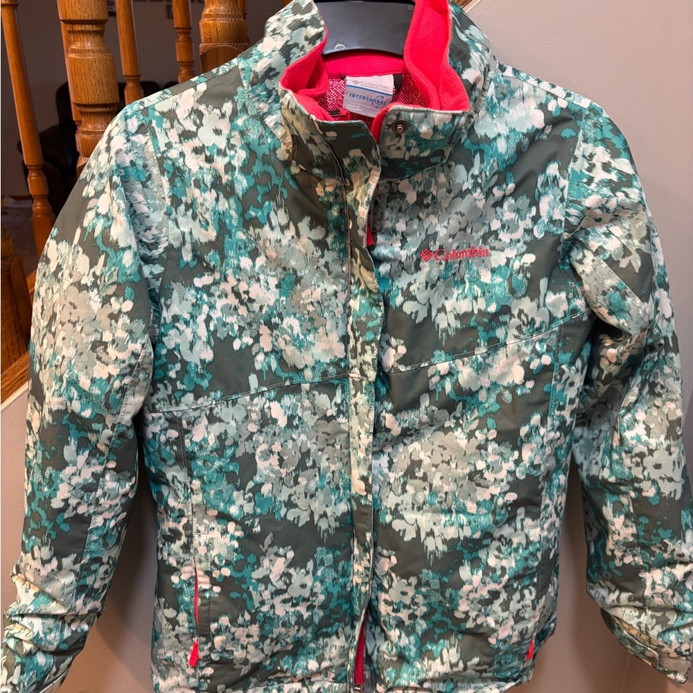 Columbia Kids' Floral Raincoat - Teal and Coral